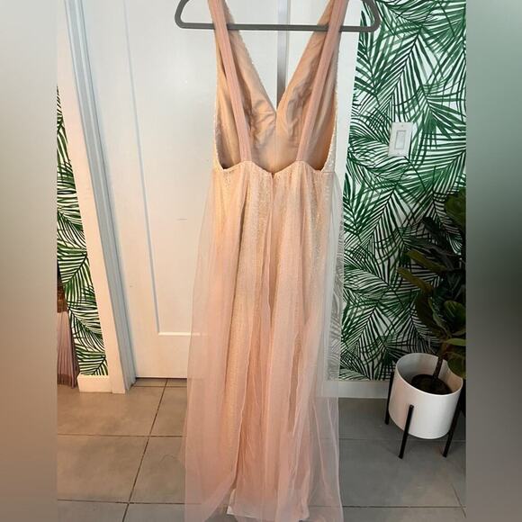 Fame and Partners Blush Pink Sequin and Tulle Open Back Gown Size 4 - Picture 5 of 12